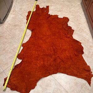 Large Suede Leather‎ Hide Craft Supply Upholstery Piece DIY Projects Orange